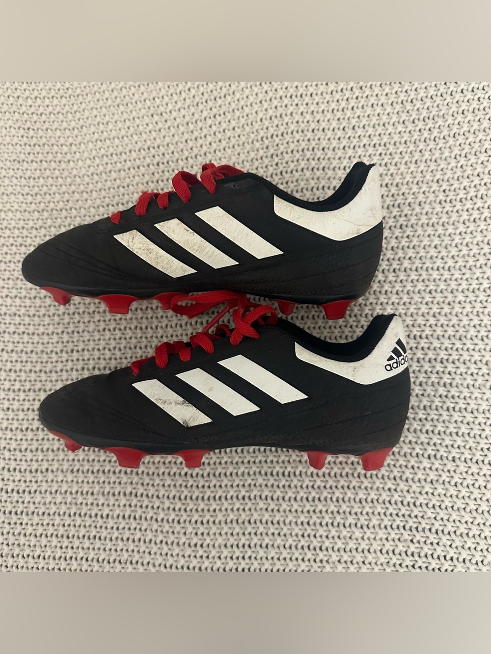 adidas Black White and Red Soccer Cleats